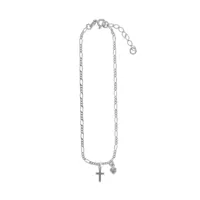 bracelet chaîne de cheville lex avec croix et coeur en argent