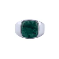 ix studios cushion signet green marble bagues argent dmn0282rhgrma60 - unisex - 925 sterling silver
