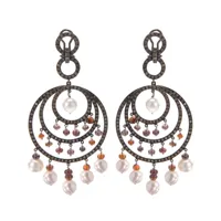paolo piovan boucles d'oreilles en or 18ct, quartz, , diamants, améthystes et perles - métallisé