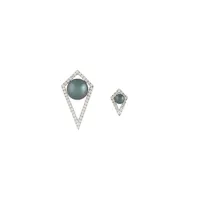 elise dray boucles d'oreilles en or 18ct, perles et diamants - gris