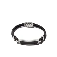 david yurman bracelet en cuir exotic stone bar station serti d'onyx - noir