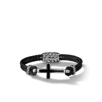 david yurman bracelet en cuir exotic stone cross serti d'onyx - noir