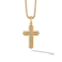 david yurman pendentif croix deco serti de diamants en or jaune 18ct