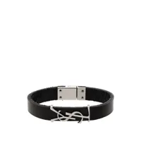 saint laurent bracelet double-tour à plaque logo - noir
