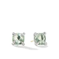 david yurman boucles d'oreilles châtelaine 9 mm en argent serties de quartz et de diamants - vert