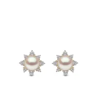 yoko london boucles d'oreilles trend en or jaune 18ct ornées de diamants et de perles