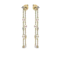 yoko london boucles d'oreilles pendantes trend en or 18ct ornées de diamants et de perles