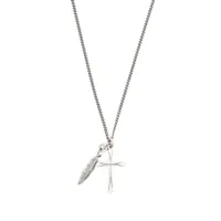 emanuele bicocchi collier à pendentifs croix et plume - argent