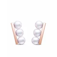 tasaki boucles d'oreilles balance neo en or rose 18ct ornées de perles akoya