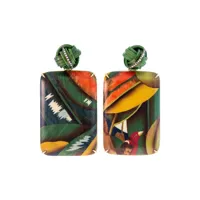 silvia furmanovich boucles d'oreilles pendantes bird of paradise en or 18ct ornées de diamants - vert
