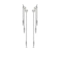yoko london boucles d'oreilles trend en or blanc 18ct ornées de perles et diamants - argent