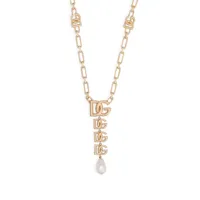 dolce & gabbana collier de perles à logo dg - or