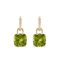 kiki mcdonough boucles d'oreilles pendantes cushion en or 18ct ornées de diamants et de péridot - vert