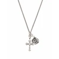 emanuele bicocchi collier à pendentif croix et rose - argent