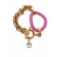 jw anderson bracelet en chaîne épaisse à pendentif en cristal - or
