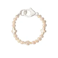 hatton labs bracelet de perles à détails de croix - argent