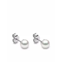 yoko london puces d'oreilles classic 5 mm en or blanc 18ct serties de perles akoya - argent