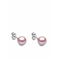 yoko london puces d'oreilles classic 8 mm en or blanc 18ct ornées de perles d'eau douce - argent