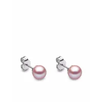 yoko london puces d'oreilles classic 6 mm en or blanc 18ct ornées de perles d'eau douce - argent