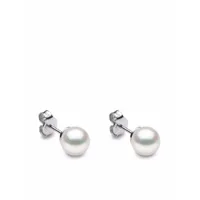 yoko london puces d'oreilles classic 7 mm en or blanc 18ct ornées de perles akoya - argent