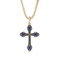 david yurman pendentif gothic cross amulet en or 18ct à ornements de saphir