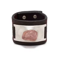 parts of four bracelet manchette amulet serti de quartz rose - marron