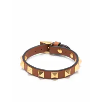 valentino garavani bracelet rockstud en cuir - marron