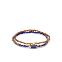 luis morais bracelet en or 14ct serti de lapis lazuli - marron