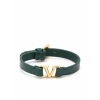 valentino garavani bracelet à détail vlogo signature en cuir - vert
