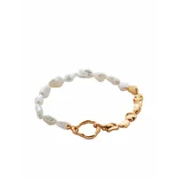 monica vinader x mother of pearl bracelet keshi à perles - or