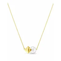 tasaki collier square leaf en or 18ct à pendentif à perle