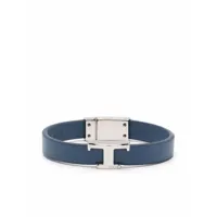 tod's bracelet en cuir à plaque logo - bleu