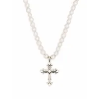 emanuele bicocchi collier orné de perles à pendentif croix - argent