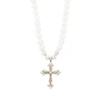 emanuele bicocchi collier orné de perles à pendentif croix - blanc