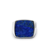 nialaya jewelry chevalière sertie de lapis-lazuli - argent