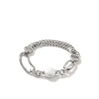 john hardy bracelet classic chain serti de perles - argent