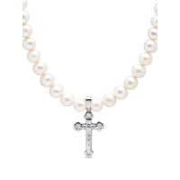 nialaya jewelry collier à pendentif croix - blanc