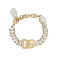 dolce & gabbana bracelet à logo dg strassé - or