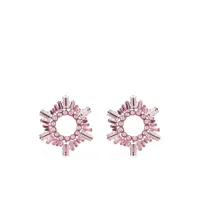 amina muaddi boucles d'oreilles begum serties de cristaux - silver base light pink crystal