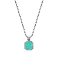 nialaya jewelry collier à pendentif carré en turquoise - argent