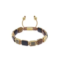 nialaya jewelry bracelet de perles à breloque gravée - marron