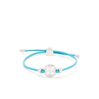 tory burch bracelet en cuir à breloque logo - bleu
