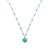 gigi clozeau collier étoile en or 18ct serti de turquoise et de diamants - bleu
