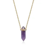 nialaya jewelry collier à pendentif serti de cristal et d'améthyste - violet