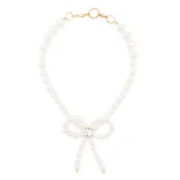 atu body couture collier à détail de nœud serti de perles - blanc