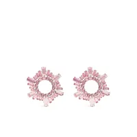 amina muaddi boucles d'oreilles pendantes begum mini à design arrondi - rose
