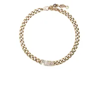 philipp plein collier en chaîne à logo strassé - or