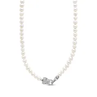 nialaya jewelry collier de perles à pendentif tête d'animal - blanc