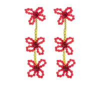 simone rocha boucles d'oreilles pendantes à fleurs - rouge