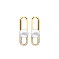 tasaki boucles d'oreilles pendantes en or 18ct serties de perles
